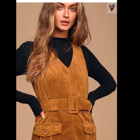 Lulus On My Way Up Brown Corduroy Belted Dress - Picture 7 of 9